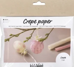 Mini DIY Kit Crepepapir - Æg - Lys Pink - Lys Gul