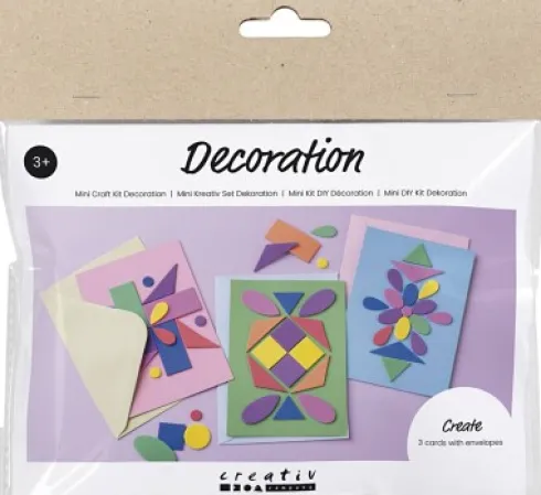 Mini DIY Kit Dekoration - Dekorerede Kort - Blå - Grøn - Pink - 1Pk