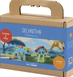Mini DIY Kit Dekoration - Dinosaur - Rød - Blå - Grøn - Orange