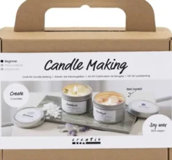 Mini DIY Kit Lysstøbning - Soyalys Med Aventurin Og Aventyst - Creme - Off White - 1Pk