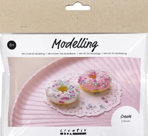 Mini DIY Kit Modellering - Donuts - Pink - Turkis - Hvid - Gul