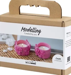 Mini DIY Kit Modellering - Fyrfadsstager - Pink