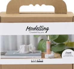 Mini DIY Kit Modellering - Lysestager Med Konkylier - Off White