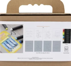 Mini DIY Kit Oliepastel - Fisk Og Skaldyr - Grå - Hvid