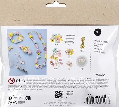 Mini DIY Kit Smykker - Halskæde - Armbånd - Hårpynt - Lys Blå - Lys Rød - Gul