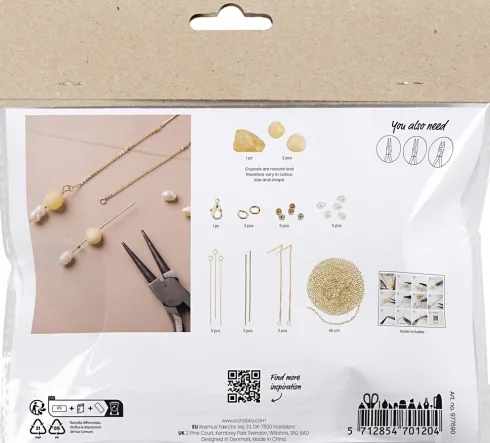 Mini DIY Kit Smykker - Halskæde Og Øreringe Med Honning Calcit