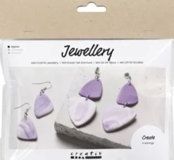 Mini DIY Kit Smykker - Marmorerede Øreringe - Lys Lilla