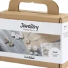 Mini DIY Kit Smykker - Øreringe - Armbånd Og Halskæde Med Blomsterdesign - Beige - Lys Pudder - Varm Beige
