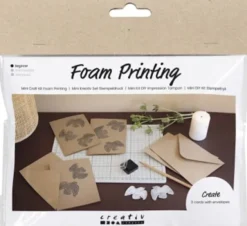 Mini DIY Kit Stempeltryk - Kort Med Duer - Beige - 1Pk