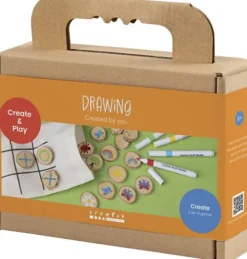 Mini DIY Kit Tegning - Vendespil Og Tre-På-Stribe - Assorterede Farver