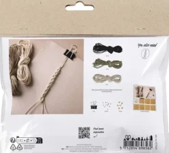 Mini DIY Macramé Kit - Armbånd - Sort - Olivenbrun - Sand