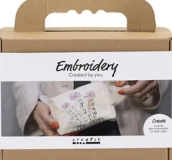 Mini Kreativt Sæt Med Broderi - Makeup-Pung - Creme