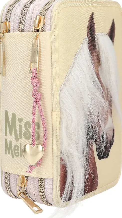 Miss Melody - Penalhus Med Hest - 3 Rum Med Indhold - Lys Gul