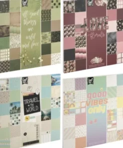 Mønstret Papir Blok - 25X25 CM - 250 G - 24 Ark - Assorteret