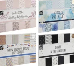 Mønstret Papir Med Folieprint - 11,5X16,5 CM - 24 Ark - Assorteret