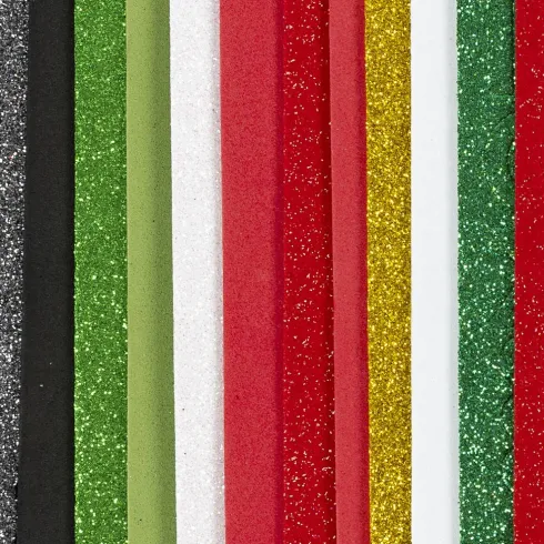 Mosgummi Ark - Str. 14X25 CM - Tykkelse 2 MM - Julefarver - 12 Ark