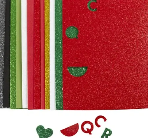 Mosgummi Ark - Str. 14X25 CM - Tykkelse 2 MM - Julefarver - 12 Ark