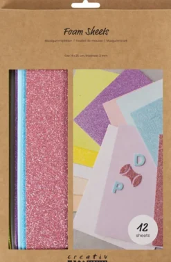 Mosgummi Ark - Str. 14X25 CM - Tykkelse 2 MM - Pastelfarver - 12 Ark
