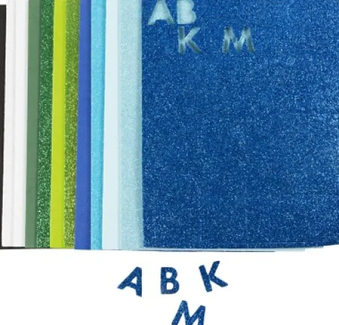 Mosgummi Ark - Str. 14X25 CM - Tykkelse 2 MM - Blå/Grøn Harmoni - 12 Ark