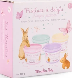 Moulin Roty - Pastel Fingermaling Til Børn - 4X100 G - Les Rosalies