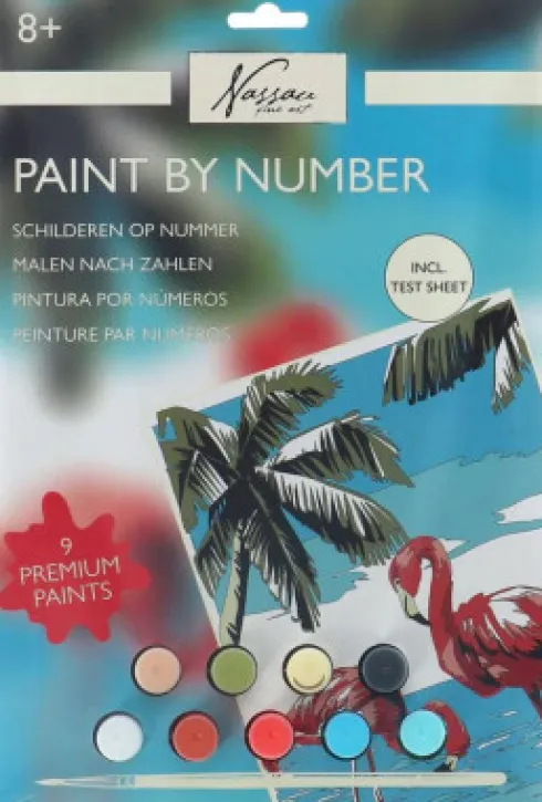 Nassau Fine Art - Paint By Numbers Kit - Ark Og 9 Farver - Flamingo