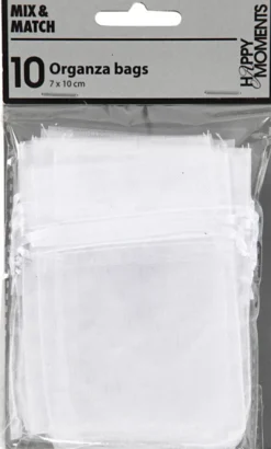 Organzapose - Str. 7X10 CM - Hvid - 10 Stk
