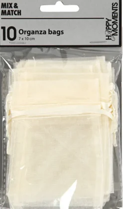Organzapose - Str. 7X10 CM - Råhvid - 10 Stk