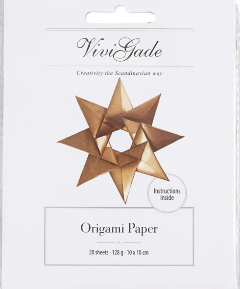 Origami Papir - Str. 10X10 CM - 128 G - Guld - 20 Ark