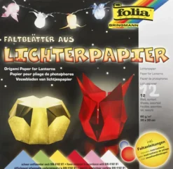 Origami Papir - Str. 30X30 CM - 80 G - Standardfarver - 12 Ark
