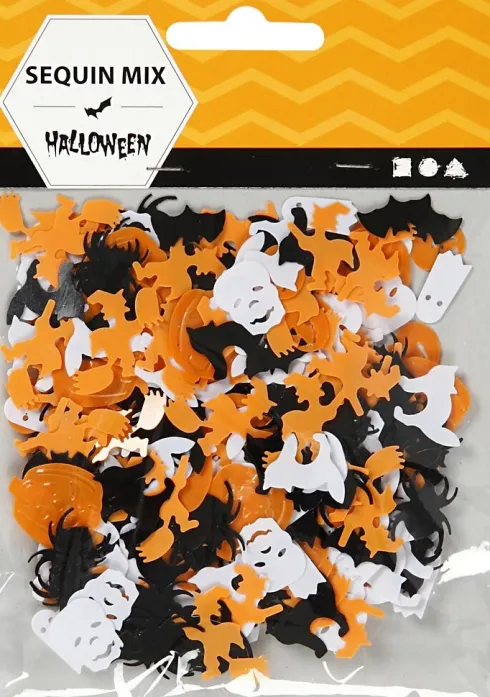 Pailletter - Str. 10-20 MM - Sort - Orange - Hvid - 15 G