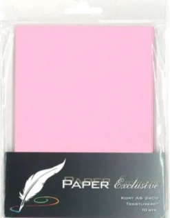 Paper Exclusive - Kort - A6 - 240G - Lyserød Tekstureret - 10 Stk