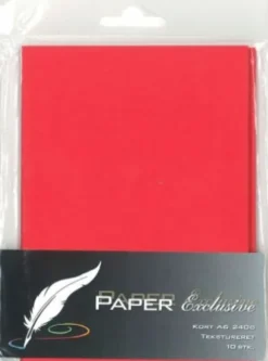 Paper Exclusive - Kort A6 240G Rød Tekstureret 10Stk. - 918 - Paper Exclusive