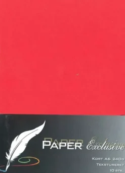 Paper Exclusive - Kort A6 240G Rød Tekstureret 10Stk. - 918 - Paper Exclusive