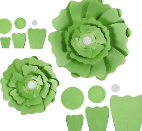 Papirblomster - Ø 15+25 CM - 230 G - Grøn - 2 Stk