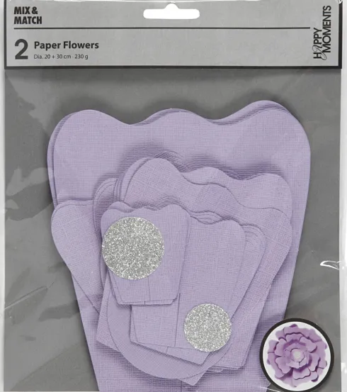 Papirblomster - Ø 15+25 CM - 230 G - Lilla - 2 Stk