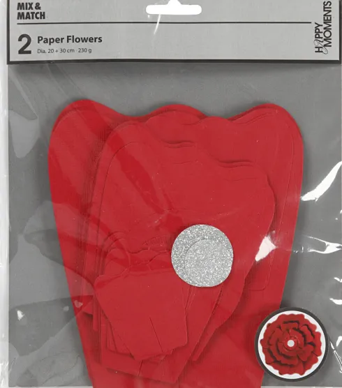 Papirblomster - Ø 15+25 CM - 230 G - Rød - 2 Stk