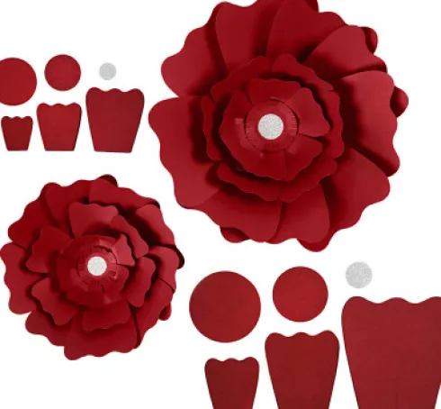 Papirblomster - Ø 15+25 CM - 230 G - Rød - 2 Stk