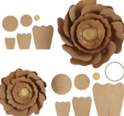Papirblomster - Ø 15+25 CM - Natur - 2 Stk