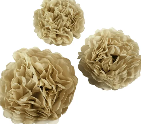 Papir Pomponer - Ø 20+24+30 CM - 16 G - Guld - 3 Stk