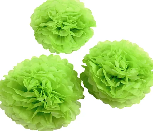 Papir Pomponer - Ø 20+24+30 CM - 16 G - Limegrøn - 3 Stk