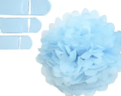Papir Pomponer - Ø 20+24+30 CM - 16 G - Lyseblå - 3 Stk