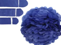 Papir Pomponer - Ø 20+24+30 CM - 16 G - Mørk Blå - 3 Stk