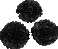 Papir Pomponer - Ø 20+24+30 CM - 16 G - Sort - 3 Stk