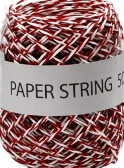Papirsnor - Tykkelse 1 MM - Rød/Hvid - 50 M