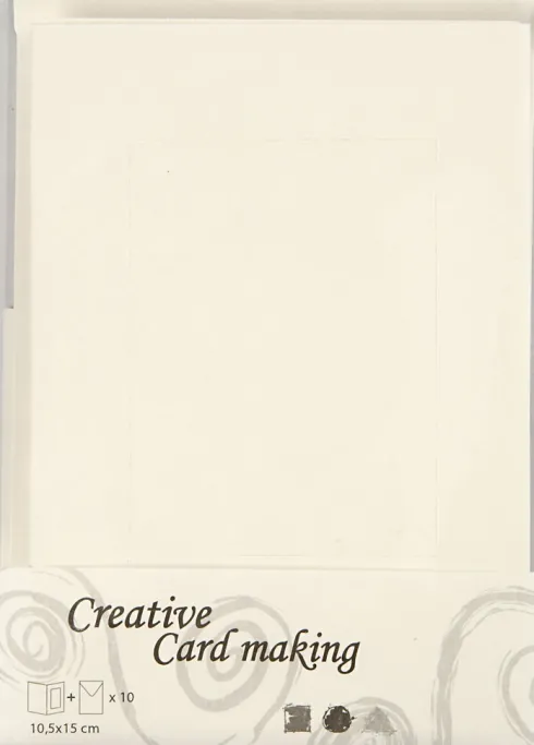 Passepartoutkort Med Kuvert - Rektangulær - Kort Str. 10,5X15 CM - Kuvert Str. 11,5X16,5 CM - Råhvid - 10 Sæt