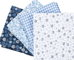Patchworkstof - Str. 45X55 CM - 100 G - Blå - 4 Stk./ 1 Bundt