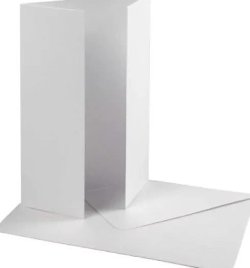 Perlemorskort Med Kuvert - Kort Str. 10,5X15 CM - Kuvert Str. 11,5X16,5 CM - 230+120 G - Hvid - 10 Sæt