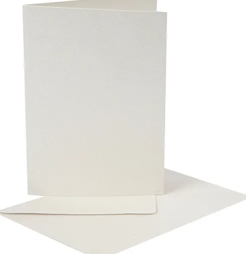 Perlemorskort Og Kuvert - Kort Str. 10,5X15 CM - Kuvert Str. 11,5X16,5 CM - Creme - 10 Sæt