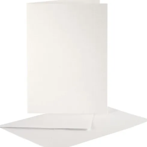 Perlemorskort Og Kuvert - Kort Str. 10,5X15 CM - Kuvert Str. 11,5X16,5 CM - Creme - 10 Sæt