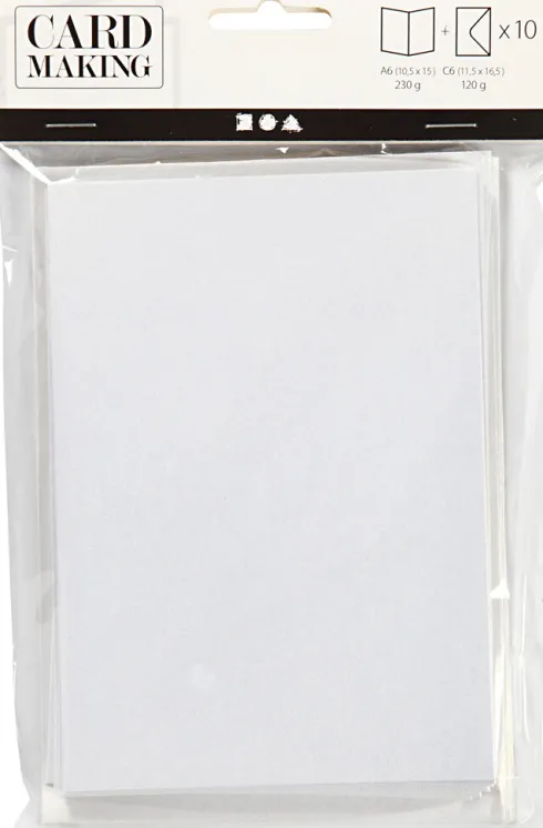 Perlemorskort Og Kuvert - Kort Str. 10,5X15 CM - Kuvert Str. 11,5X16,5 CM - Creme - 10 Sæt